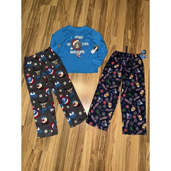 Joe Boxer NEW Boy's Fleece Y2K Sz 8 pajama PJ Wide Leg Christmas Santa - Picture 1 of 5